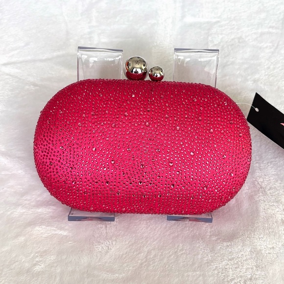 Nina Handbags - NINA Xio Fantasy Pink Glass Crystal Minaudiere Evening Clutch Handbag--NWT